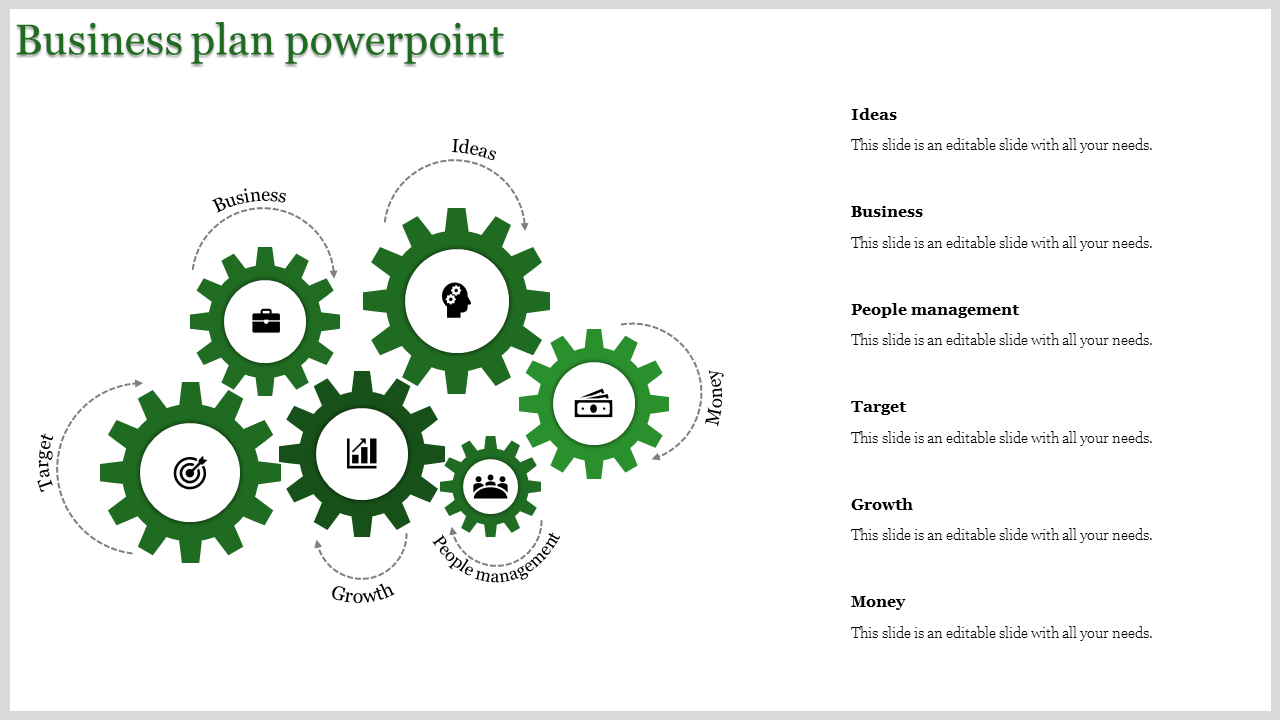 Free - Inventive Business Plan Template PowerPoint on Six Nodes